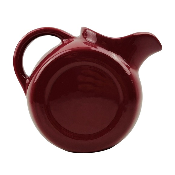 H.F. Coors Maroon Disc Pitcher #192 Coorsware Pottery Ice Lip Mid Century - Picture 1 of 11